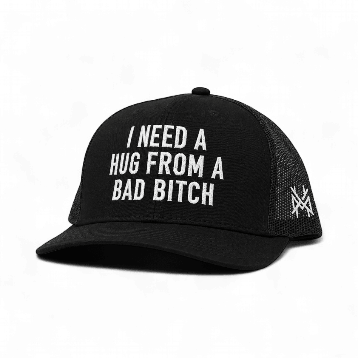 I Need A Hug From A Bad Bitch Funny Embroidered Snapback Hat in Trucker Blackout – Ivy + Cloth