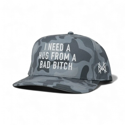 I Need A Hug From A Bad Bitch Funny Embroidered Snapback Hat in Retro Shadow – Ivy + Cloth
