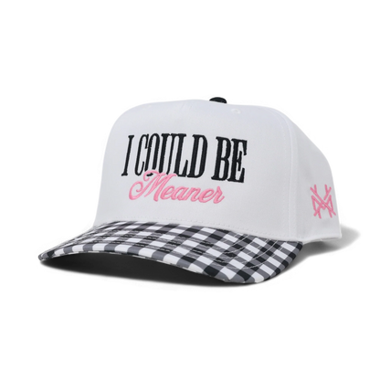 I Could Be Meaner Funny Embroidered Hat in Retro Black Check/White – Ivy + Cloth