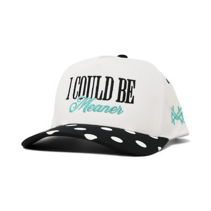 I Could Be Meaner Funny Embroidered Hat in Retro Black Dots/White – Ivy + Cloth