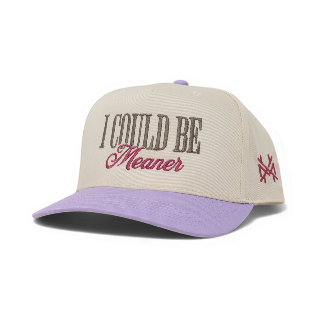 I Could Be Meaner Funny Embroidered Hat in Retro Lavender/Natural – Ivy + Cloth