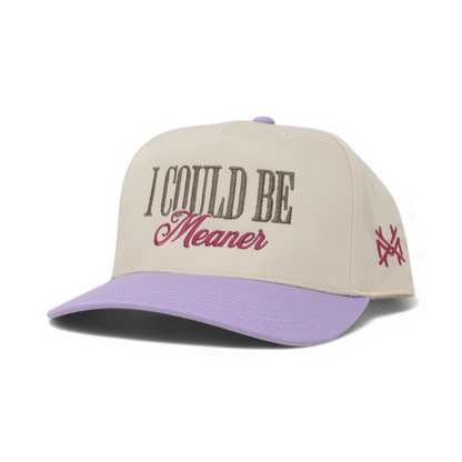 I Could Be Meaner Funny Embroidered Hat in Retro Lavender/Natural – Ivy + Cloth
