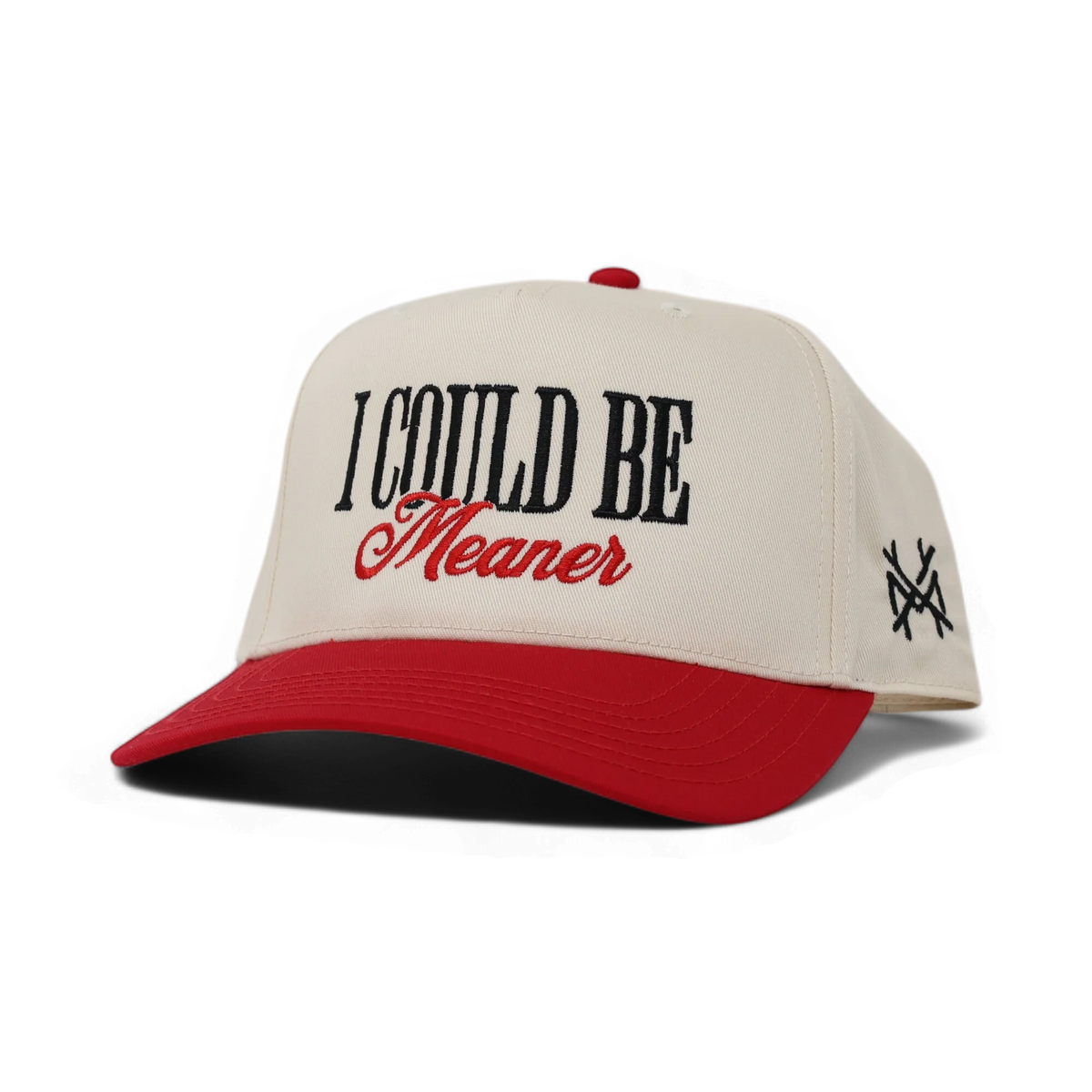 I Could Be Meaner Funny Embroidered Hat in Retro Red/Natural – Ivy + Cloth