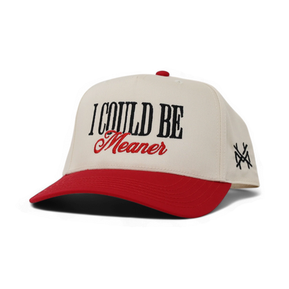 I Could Be Meaner Funny Embroidered Hat in Retro Red/Natural – Ivy + Cloth