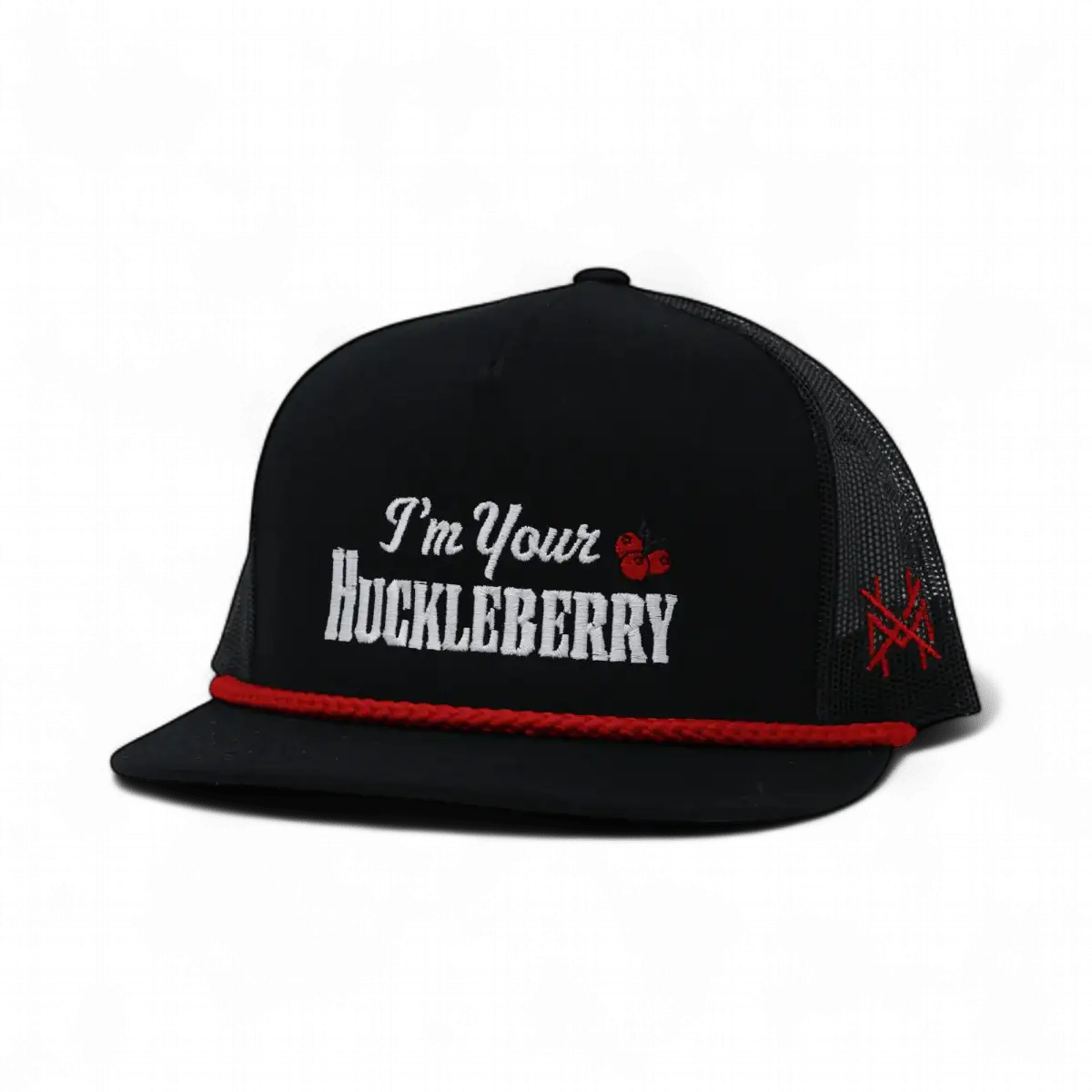 I'm Your Huckleberry Funny Embroidered Snapback Hat in Flat Bill Black with Red Rope – Ivy + Cloth