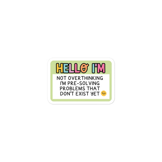 Funny Rectangular bubble-free sticker, “HELLO I’M” quote on light green background