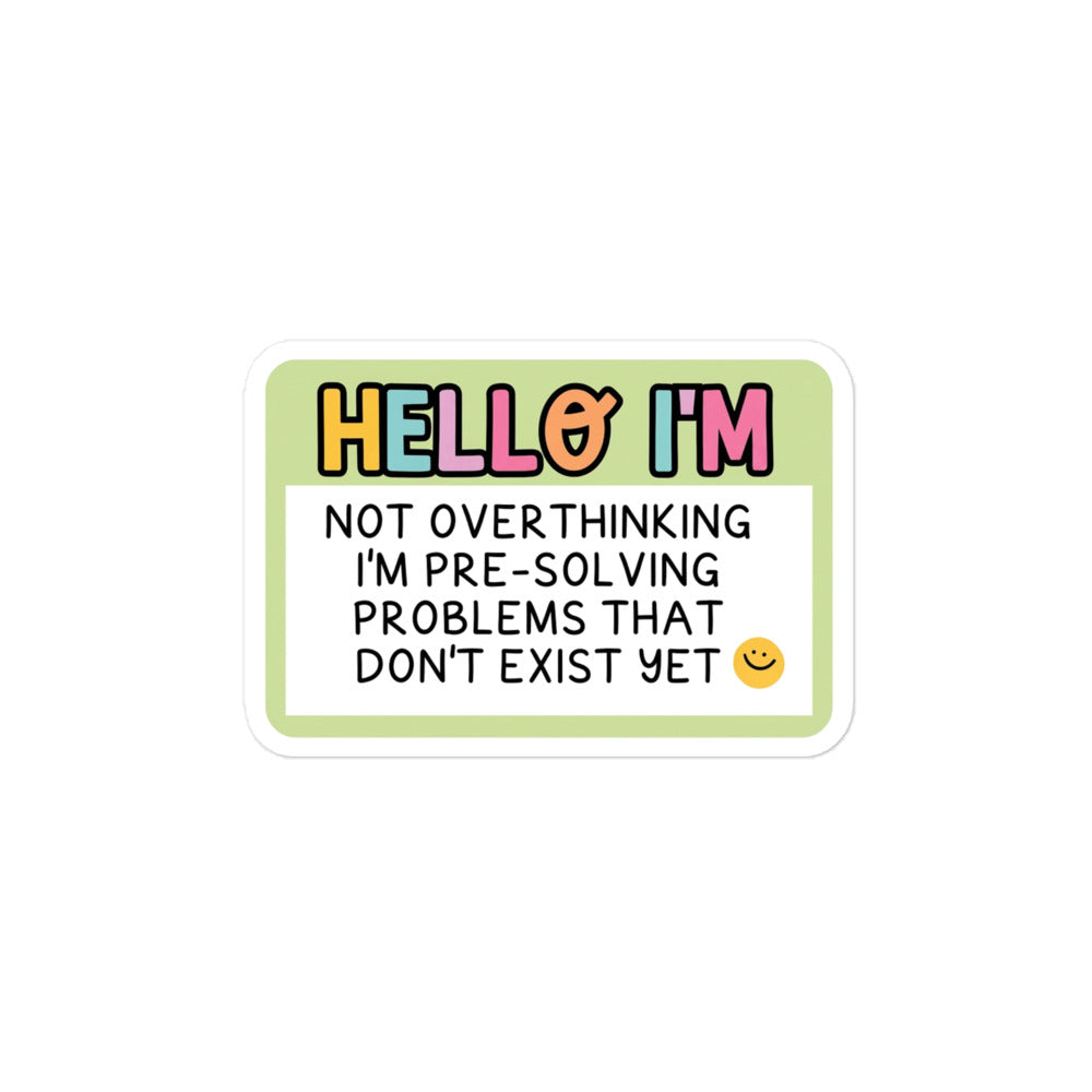 Funny Rectangular bubble-free sticker with colorful “HELLO I’M” text on green quote panel