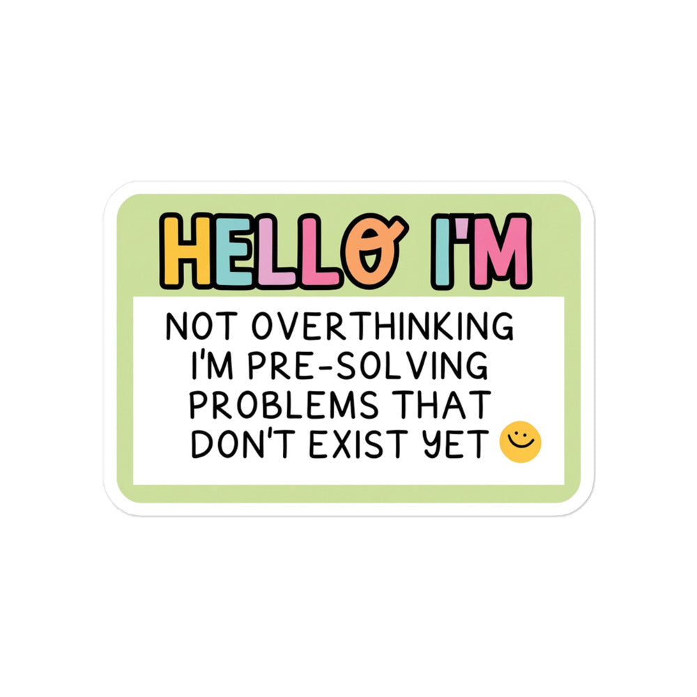 Funny Rectangular bubble-free sticker with “HELLO I’M” quote, green background