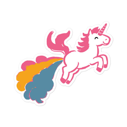 Funny Bubble-free unicorn sticker with rainbow mane and pride heart outline