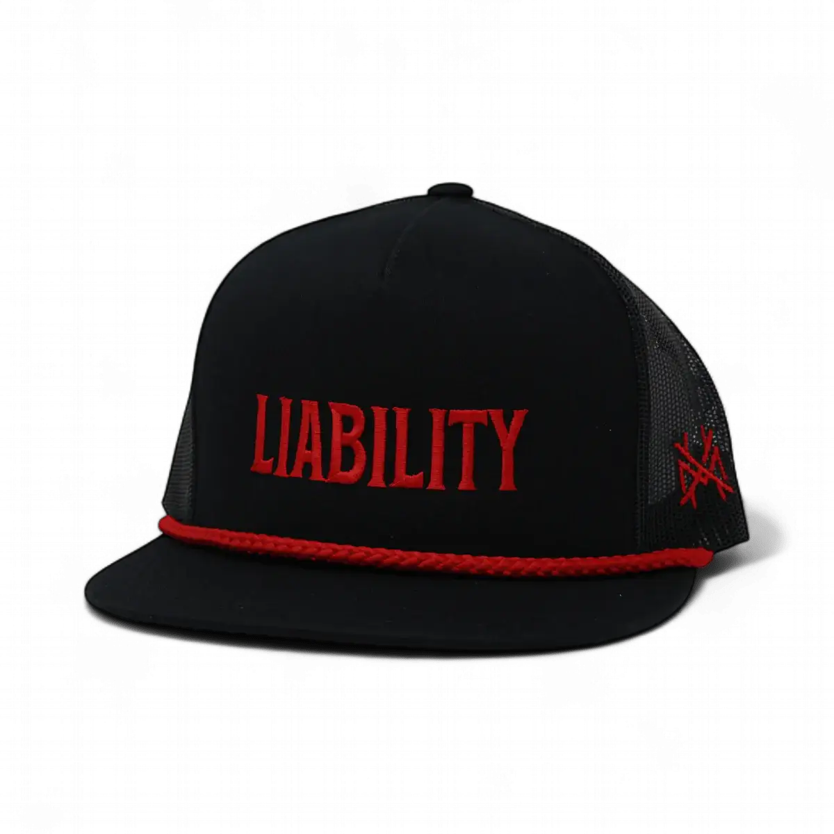 Liability Funny Embroidered Hat in Flat Bill Black with Red Rope – Ivy + Cloth