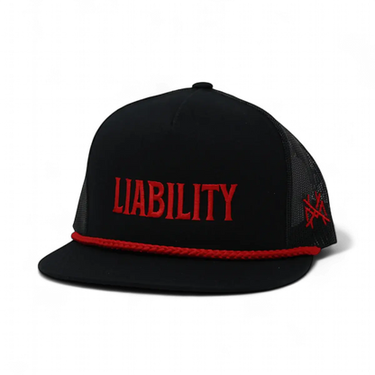 Liability Funny Embroidered Hat in Flat Bill Black with Red Rope – Ivy + Cloth