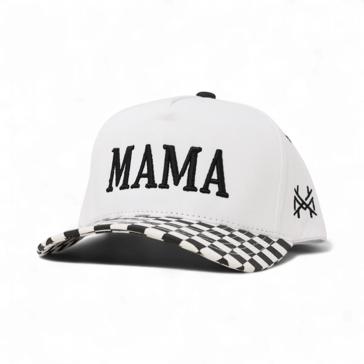 Mama Funny Embroidered Snapback Hat in Retro Checkered Black/White – Ivy + Cloth