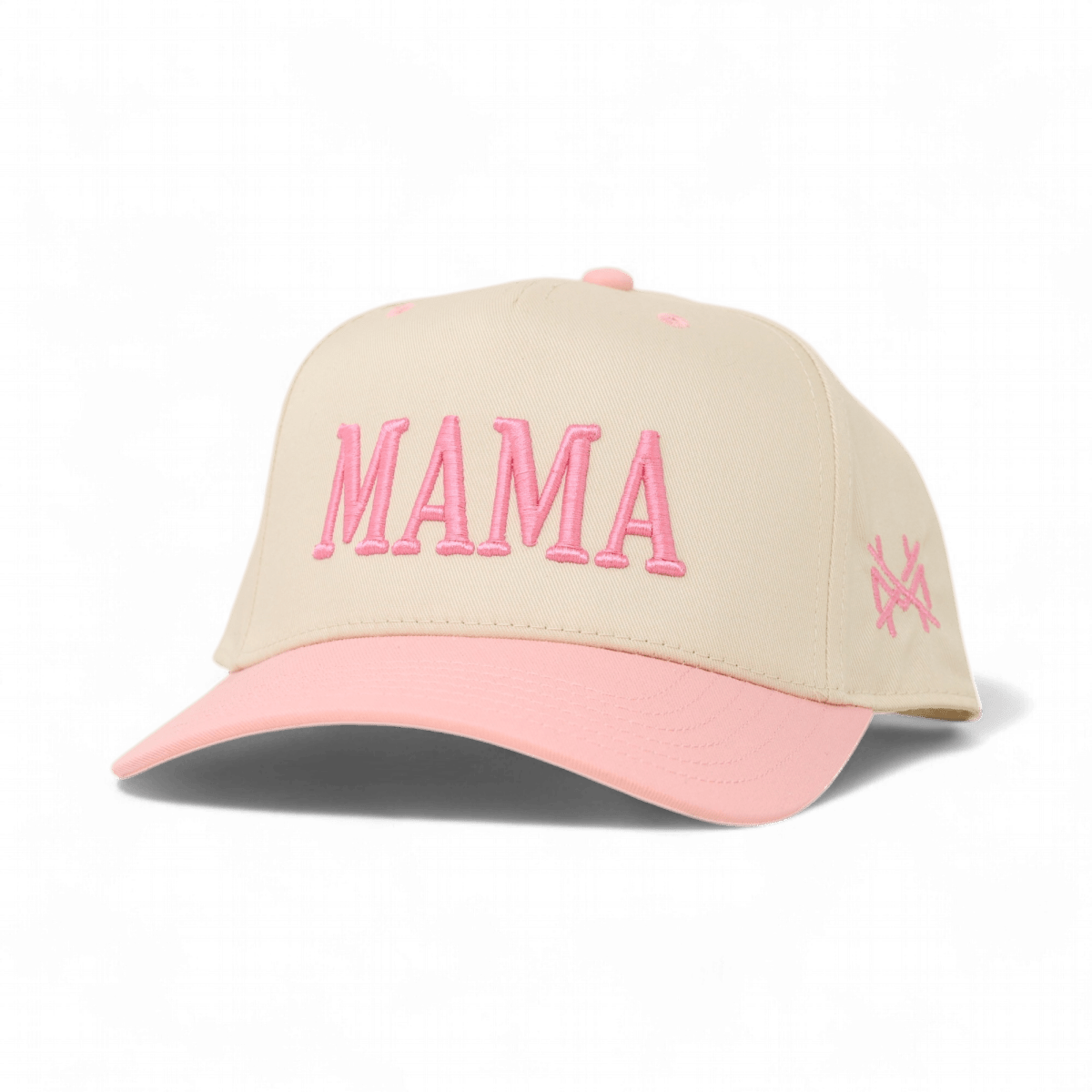 Mama Funny Embroidered Snapback Hat in Retro Pink/Natural – Ivy + Cloth
