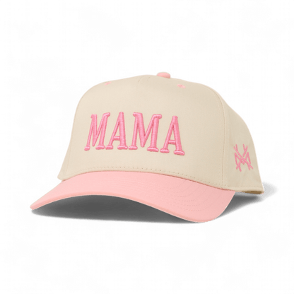 Mama Funny Embroidered Snapback Hat in Retro Pink/Natural – Ivy + Cloth