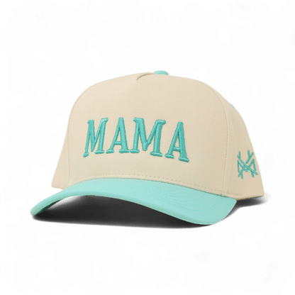 Mama Funny Embroidered Snapback Hat in Retro Mint/Natural – Ivy + Cloth