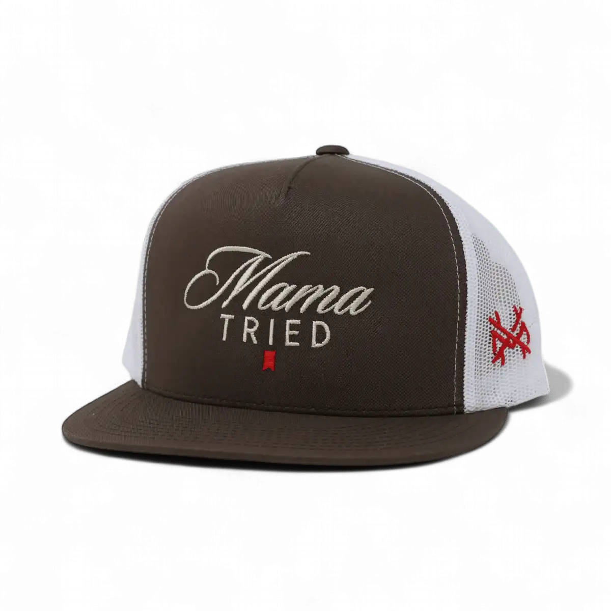 Mama Tried Ultra Funny Embroidered Hat in Flat Bill Brown/White – Ivy + Cloth