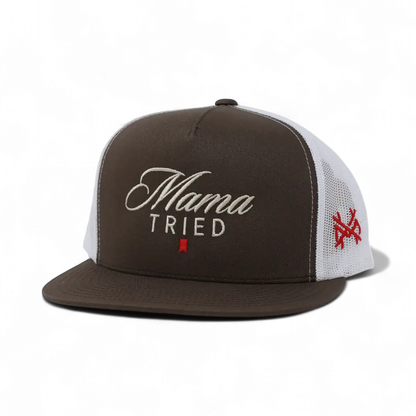 Mama Tried Ultra Funny Embroidered Hat in Flat Bill Brown/White – Ivy + Cloth
