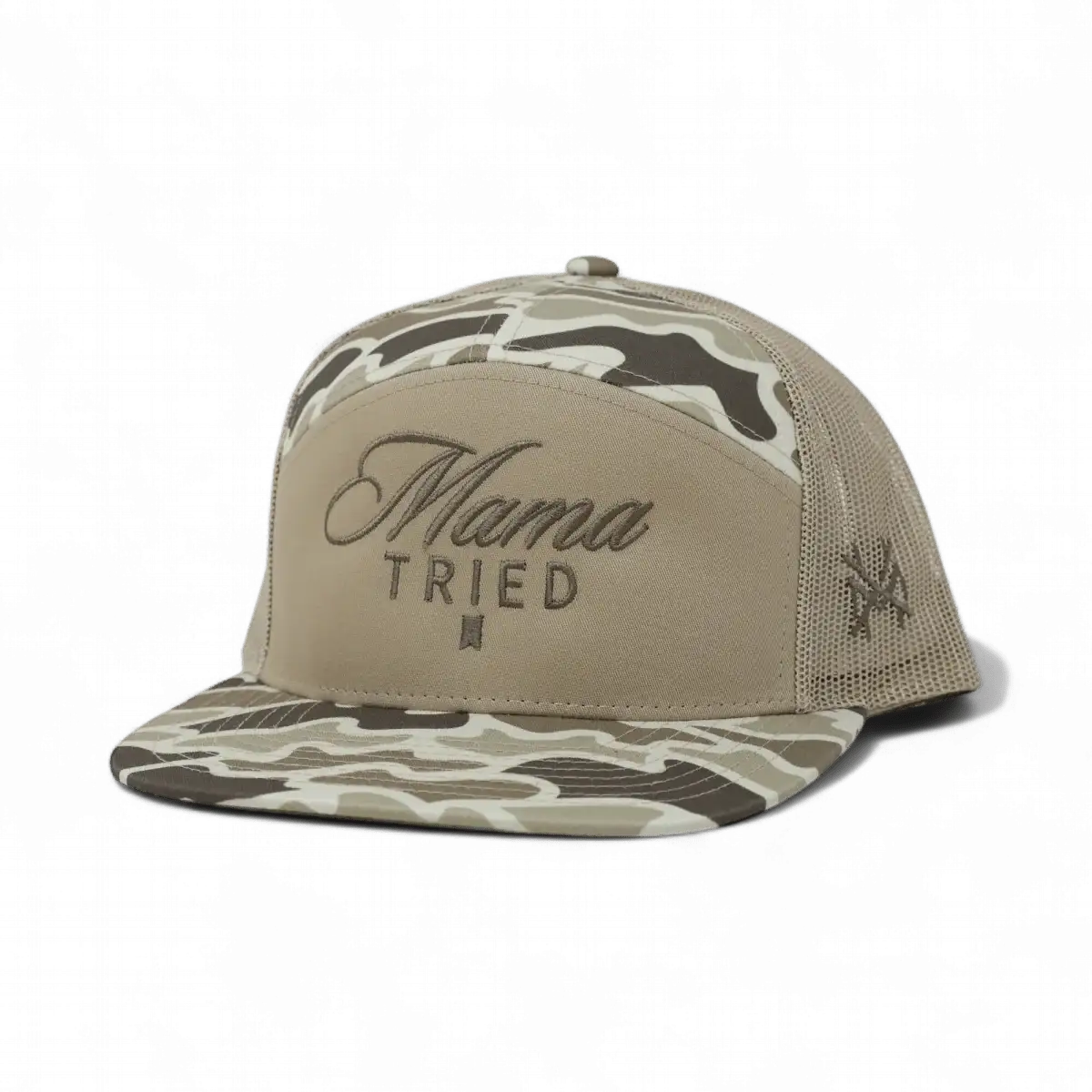 Mama Tried Ultra Funny Embroidered Hat in 7 Panel Field Camo/Natural/Field Camo – Ivy + Cloth