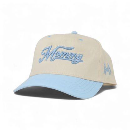 Mommy Funny Embroidered Snapback Hat in Retro Powder Blue/Natural – Ivy + Cloth