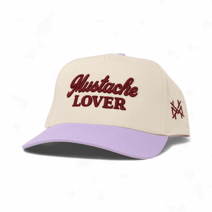 Mustache Lover Funny Embroidered Snapback Hat in Retro Lavender/Natural – Ivy + Cloth