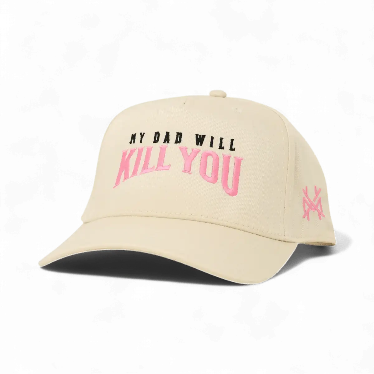 My Dad Will Kill You Funny Embroidered Snapback Hat in Retro Natural – Ivy + Cloth