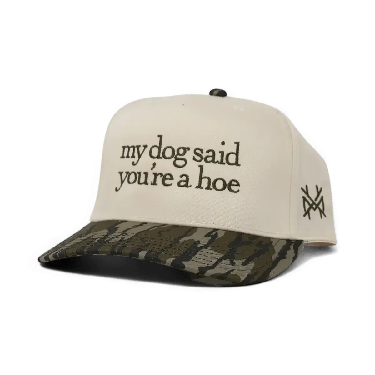 My Dog Said You're A Hoe Funny Embroidered Snapback Hat in Retro Mossy Oak Bottomland/Natural – Ivy + Cloth