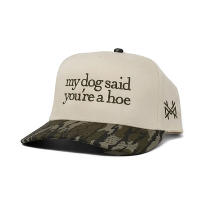 My Dog Said You're A Hoe Funny Embroidered Snapback Hat in Retro Mossy Oak Bottomland/Natural – Ivy + Cloth