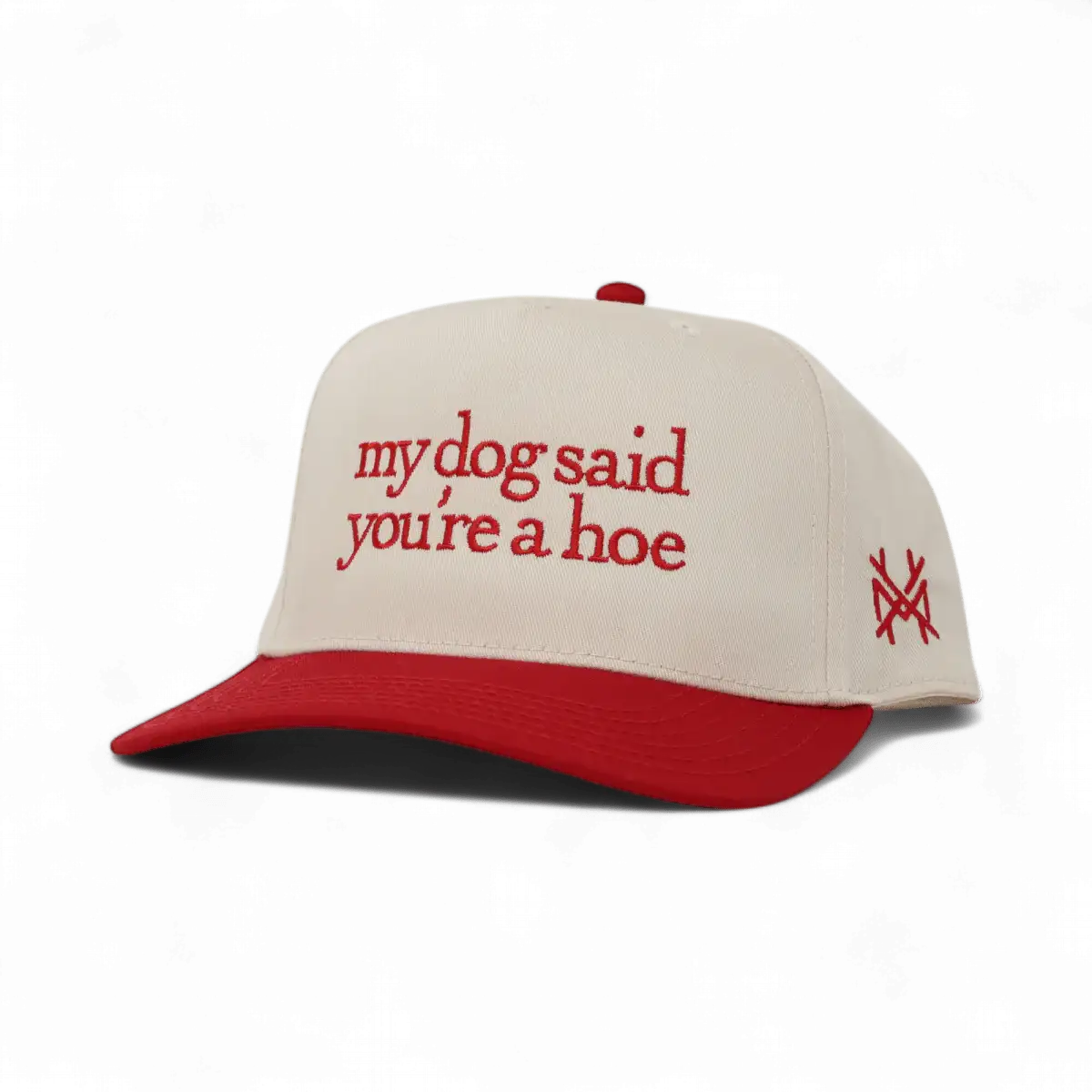 My Dog Said You're A Hoe Funny Embroidered Snapback Hat in Retro Red/Natural – Ivy + Cloth