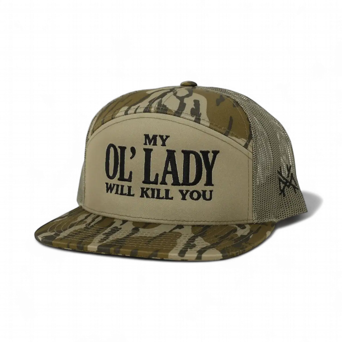 My Ol Lady Will Kill You Funny Embroidered Snapback Hat in 7 Panel Bottomland/Loden – Ivy + Cloth