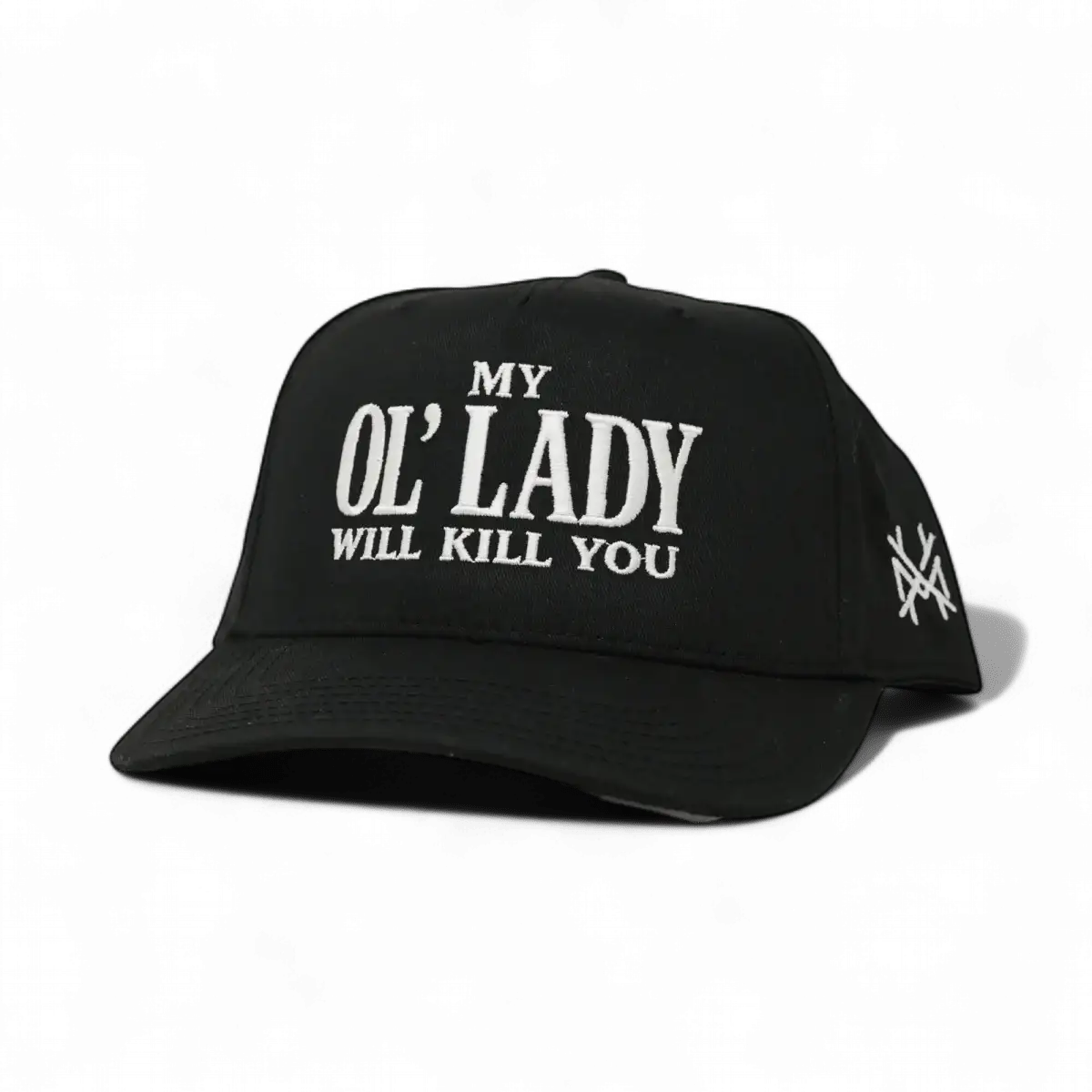 My Ol Lady Will Kill You Funny Embroidered Snapback Hat in Retro Blackout – Ivy + Cloth