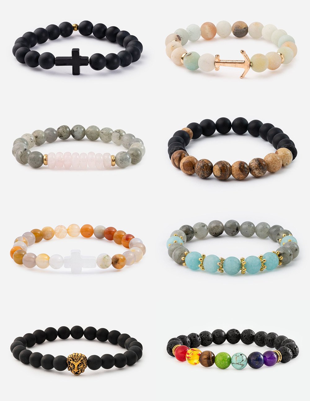 Collection of Christian Jewelry Bracelets featuring various stones and designs for stylish faith expression