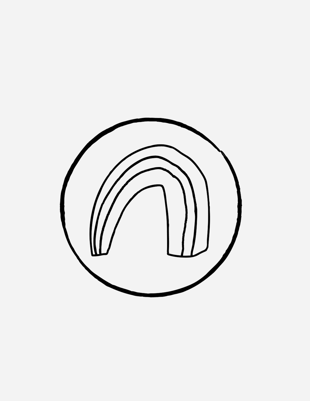 Minimalist design Christian Stickers featuring a simple rainbow illustration inside a circle