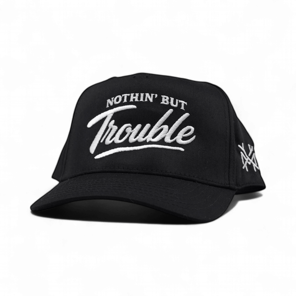 Nothing But Trouble Funny Embroidered Snapback Hat in Retro Black – Ivy + Cloth