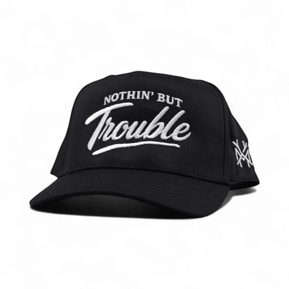 Nothing But Trouble Funny Embroidered Snapback Hat in Retro Black – Ivy + Cloth