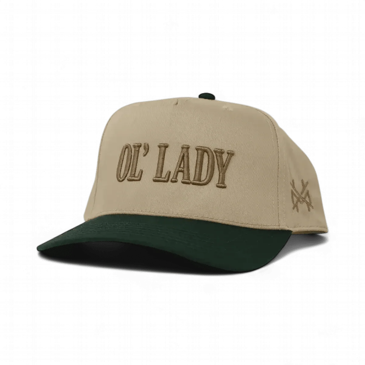 Ol Lady Funny Embroidered Snapback Hat in Retro Green/Khaki – Ivy + Cloth