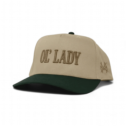 Ol Lady Funny Embroidered Snapback Hat in Retro Green/Khaki – Ivy + Cloth