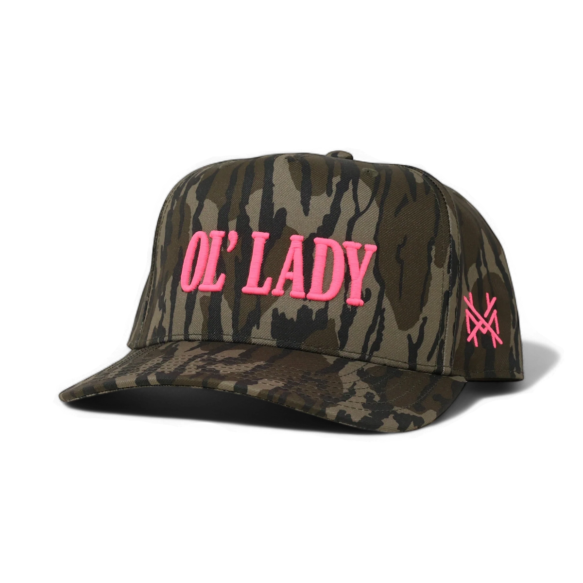 Ol Lady Funny Embroidered Snapback Hat in Retro Bottomland with Pink Stitch – Ivy + Cloth