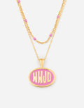 Gold Layered Necklace with Pink WHJD Pendant from Elevated Faith, perfect Christian Jewelry