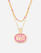 Gold Layered Necklace with Pink WHJD Pendant from Elevated Faith, perfect Christian Jewelry