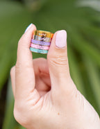 Stackable ring set from Elevated Faith featuring colorful bands, perfect for Christian Jewelry enthusiasts