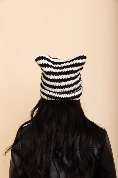 Purrfectly Cozy Cat Ear Crochet Beanie, cozy knit winter hat – view 3