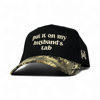 Put It On My Husband Tab Funny Embroidered Snapback Hat in Retro Leaf Camo/Black – Ivy + Cloth