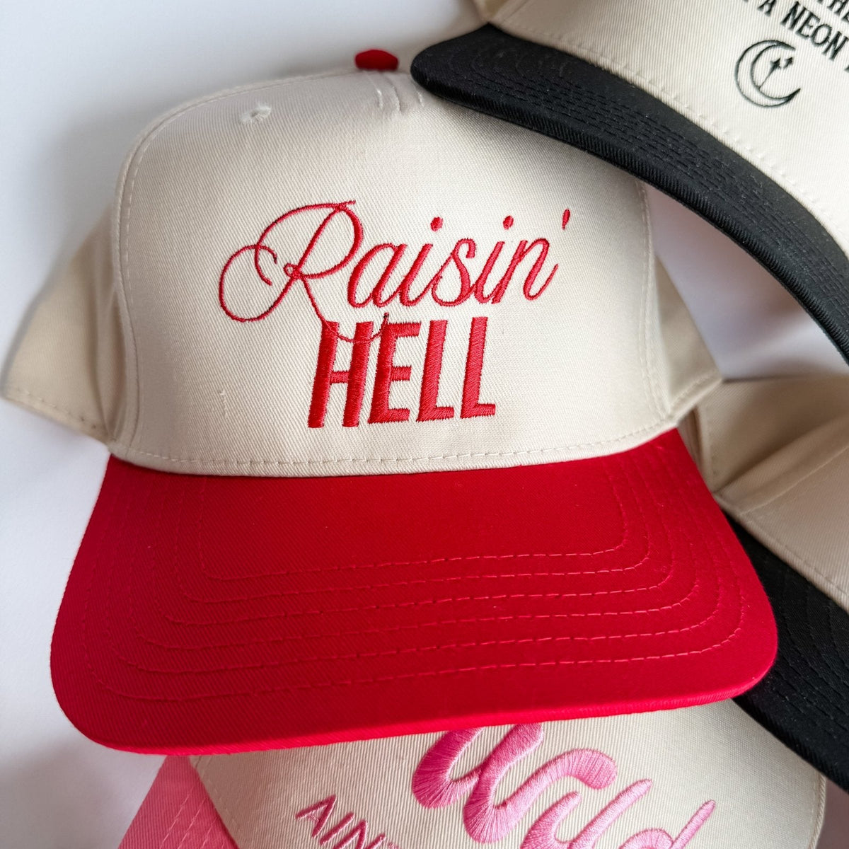 Raisin' Hell Funny Embroidered Trucker Hat – Ivy + Cloth