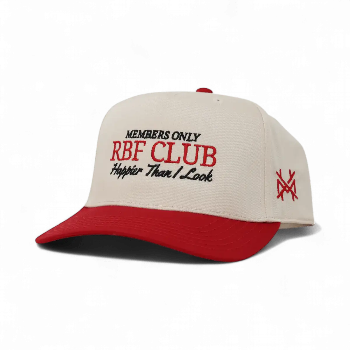 RBF Club Funny Embroidered Snapback Hat in Retro Red/Natural – Ivy + Cloth