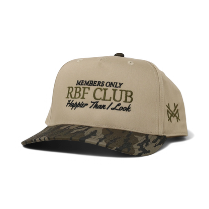 RBF Club Funny Embroidered Snapback Hat in Retro Bottomland/Khaki – Ivy + Cloth