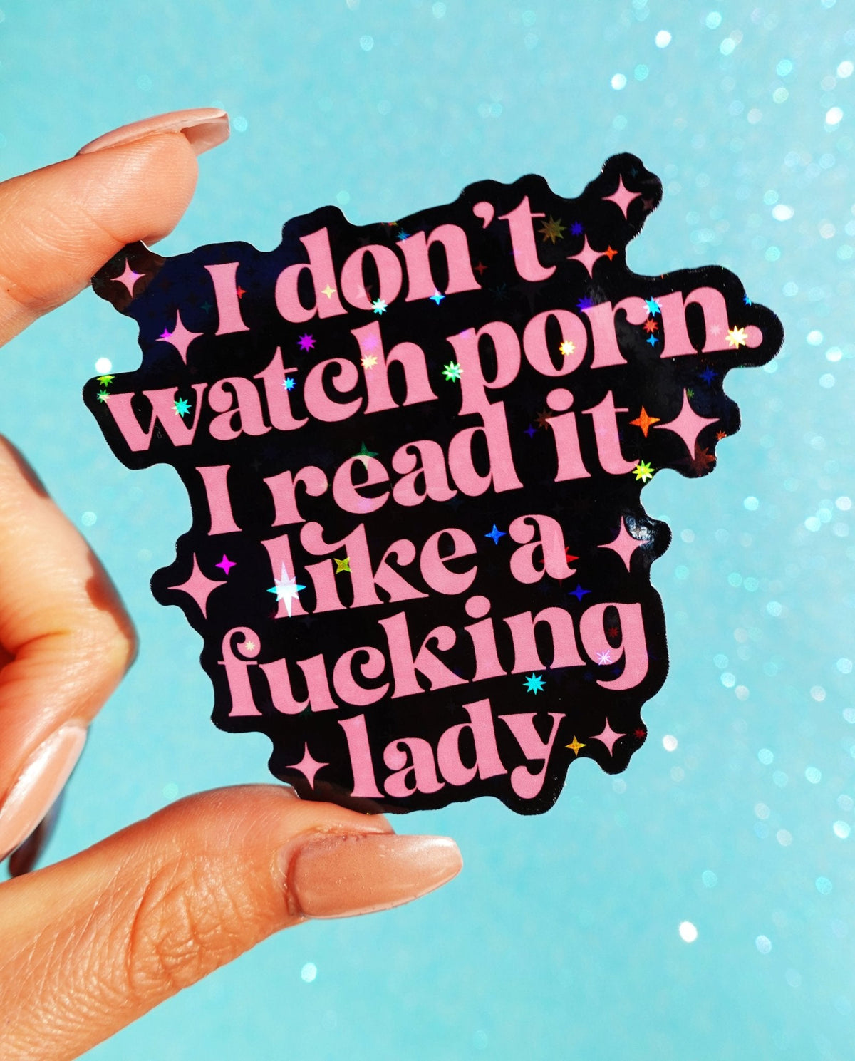 Funny Black and pink quote smut sticker with star accents