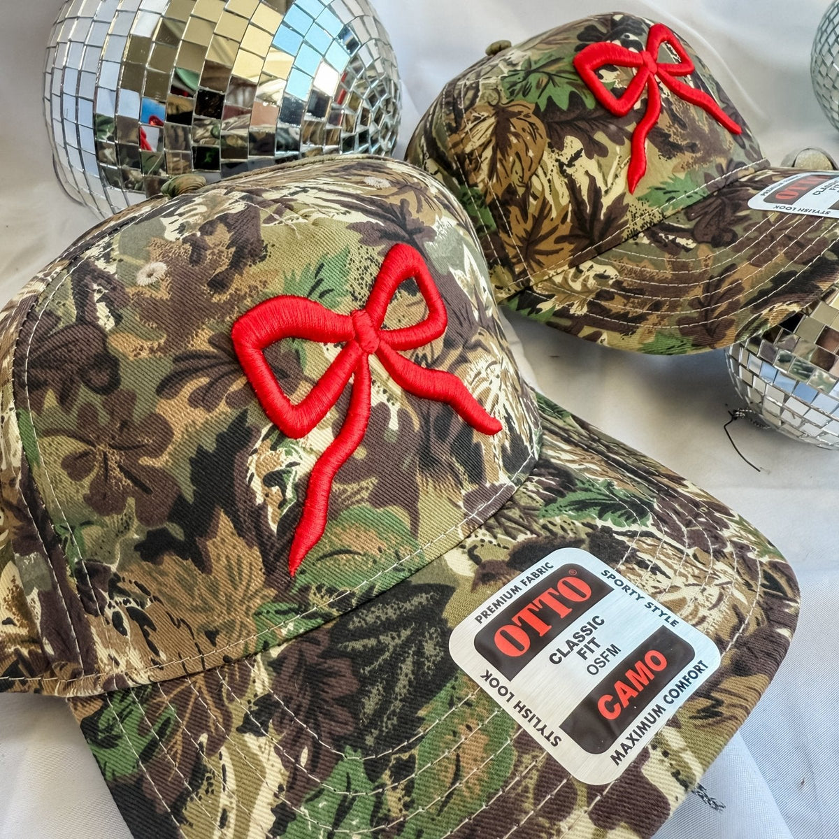 Red Bow Camo Funny Embroidered Trucker Hat – Ivy + Cloth