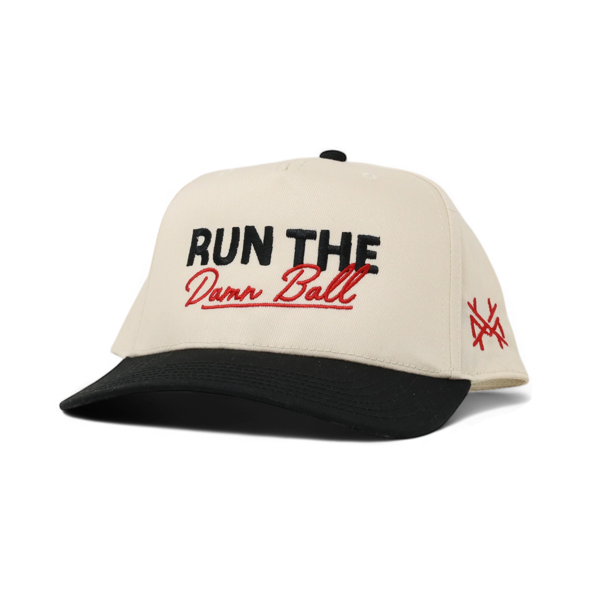 Run The Ball Funny Embroidered Trucker Hat in Retro Black/Natural – Ivy + Cloth