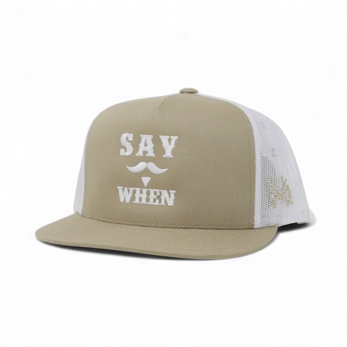 Say When Funny Embroidered Snapback Hat in Flat Bill Khaki/White – Ivy + Cloth
