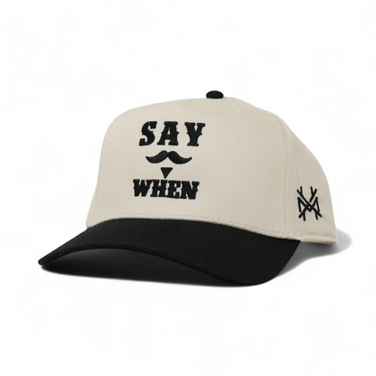 Say When Funny Embroidered Snapback Hat in Retro Black/Natural – Ivy + Cloth